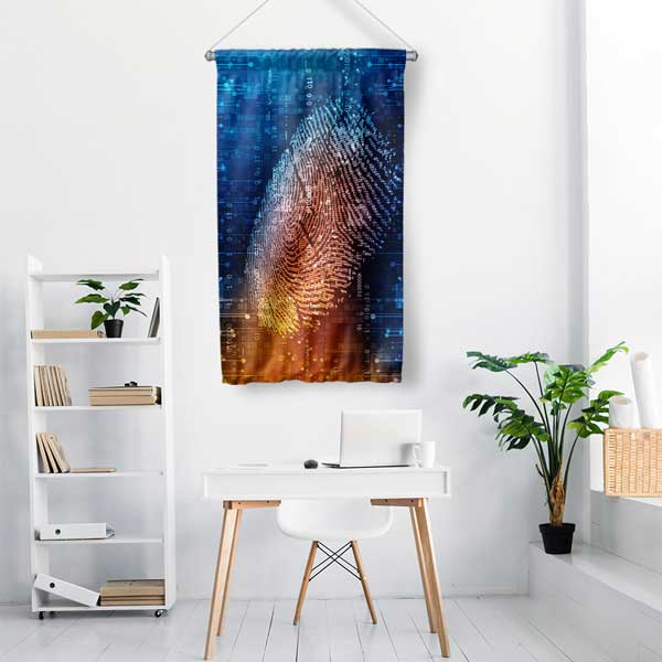 Dijital Parmak İzi ve Binary Kodlu Duvar Flaması 11179