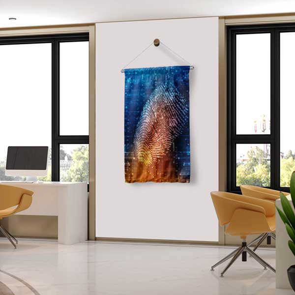 Dijital Parmak İzi ve Binary Kodlu Duvar Flaması 11179