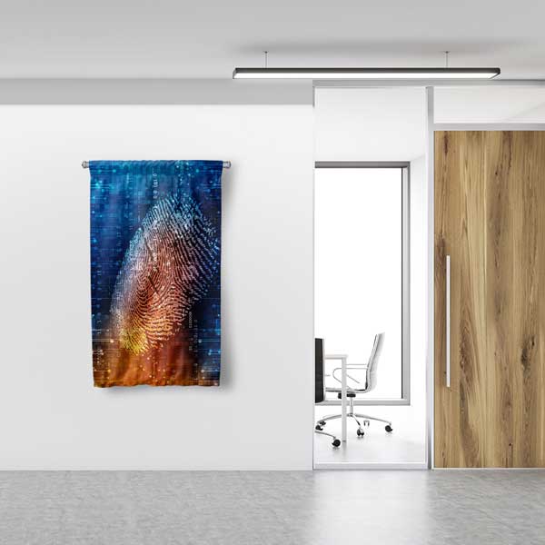 Dijital Parmak İzi ve Binary Kodlu Duvar Flaması 11179