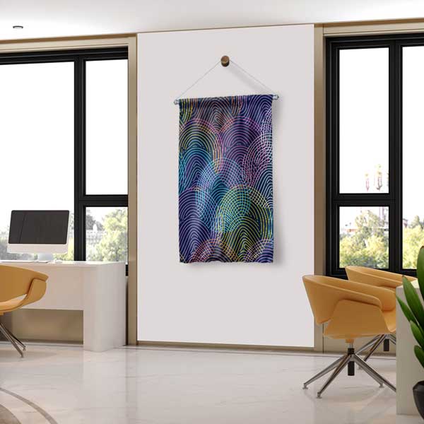 Soyut Dalga Desenli Neon Duvar Flaması 11181