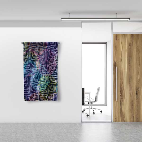 Soyut Dalga Desenli Neon Duvar Flaması 11181