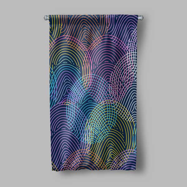 Soyut Dalga Desenli Neon Duvar Flaması 11181