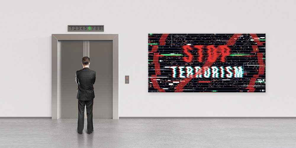 Siber Terörizme Karşı "Stop Terrorism" Dekoratif Baskı 11348