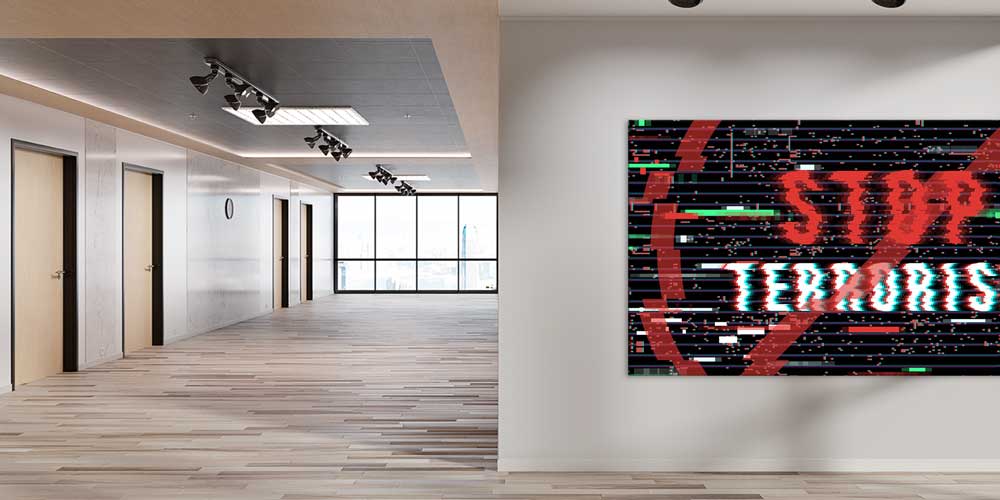 Siber Terörizme Karşı "Stop Terrorism" Dekoratif Baskı 11348