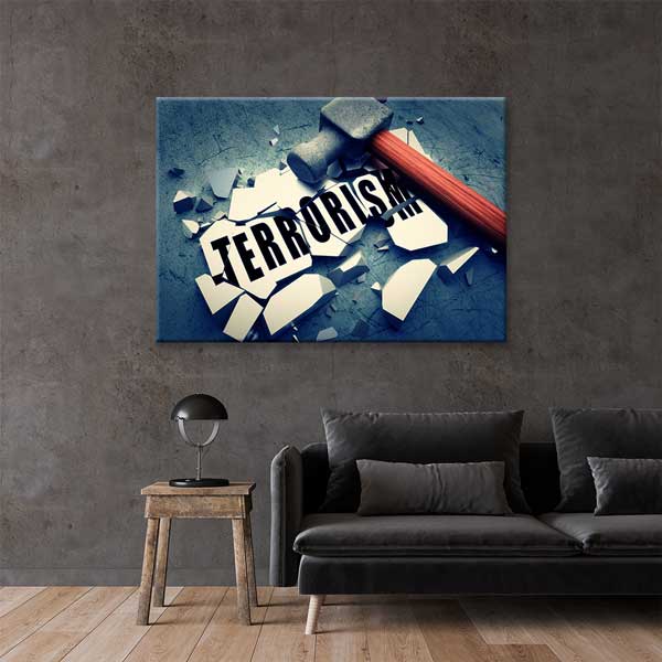 Terörizmi Yıkan Çekiç Temalı Duvar Tablosu – 11269