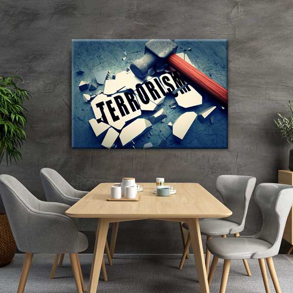 Terörizmi Yıkan Çekiç Temalı Duvar Tablosu – 11269