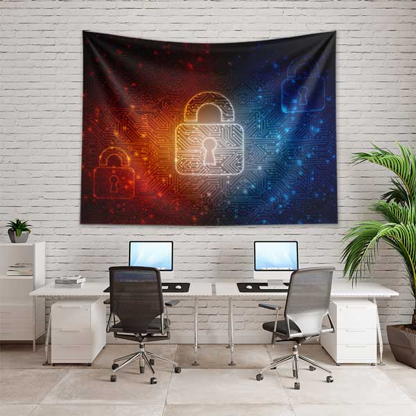 Polis Emniyet Kilit ve Dijital Devre Duvar Örtüsü 11110