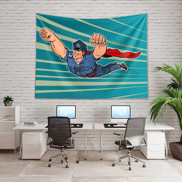 police-wall-tapestry-11116-02 Süper Kahraman Polis Pop Art Duvar Örtüsü 11116