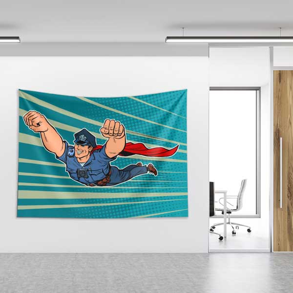 police-wall-tapestry-11116-03 Süper Kahraman Polis Pop Art Duvar Örtüsü 11116