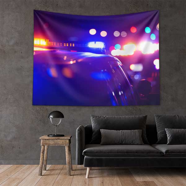Polis Aracı Işıkları Temalı Duvar Örtüsü 11117
