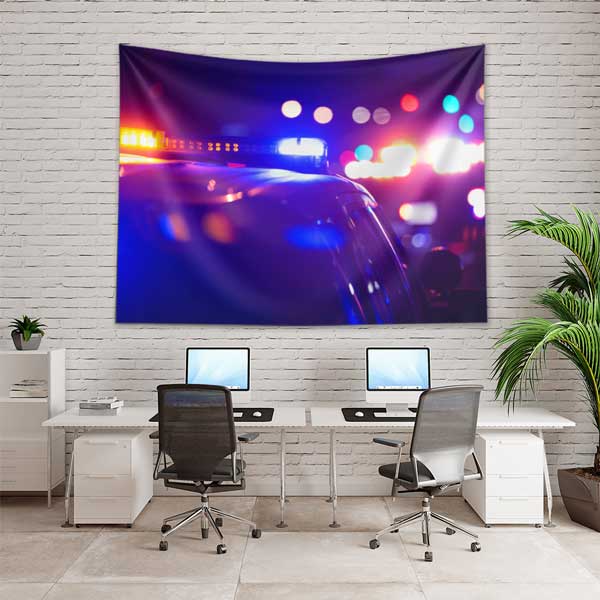 Polis Aracı Işıkları Temalı Duvar Örtüsü 11117