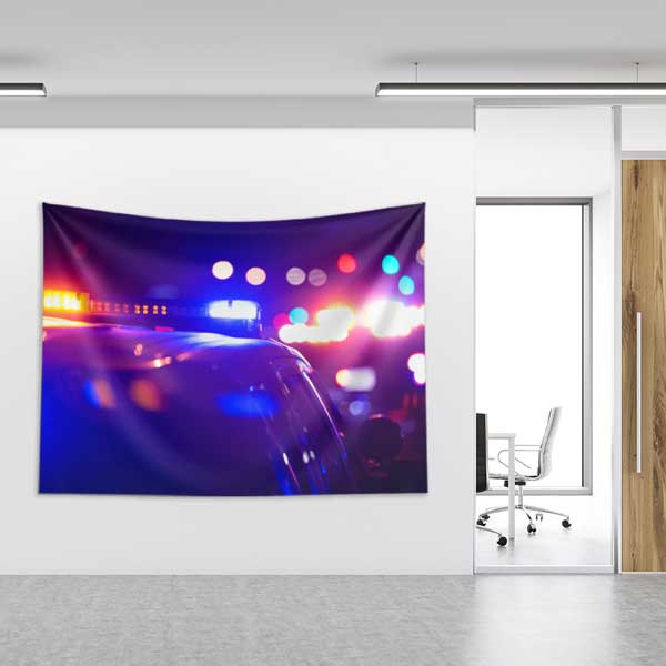 Polis Aracı Işıkları Temalı Duvar Örtüsü 11117