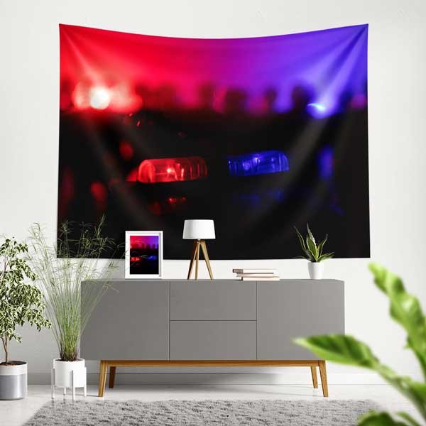 police-wall-tapestry-11118-00 Polis Siren Işıkları Soyut Duvar Örtüsü 11118