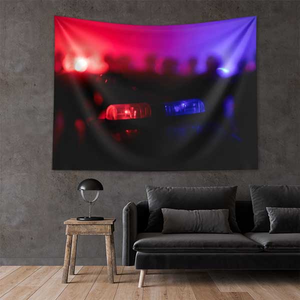 Polis Siren Işıkları Soyut Duvar Örtüsü 11118