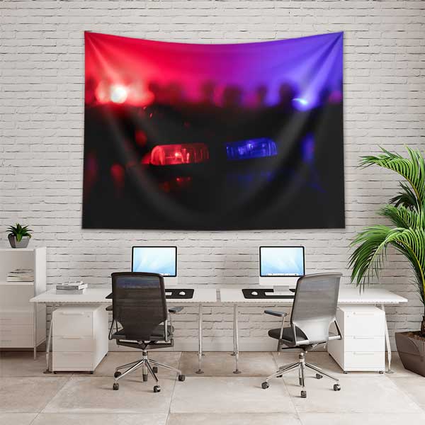 Polis Siren Işıkları Soyut Duvar Örtüsü 11118