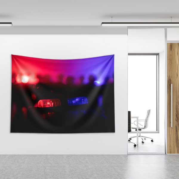 Polis Siren Işıkları Soyut Duvar Örtüsü 11118