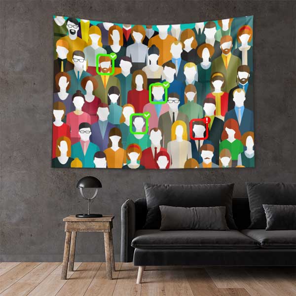 police-wall-tapestry-11120-01 Yüz Tanıma Sistemi Konseptli Duvar Örtüsü 11120