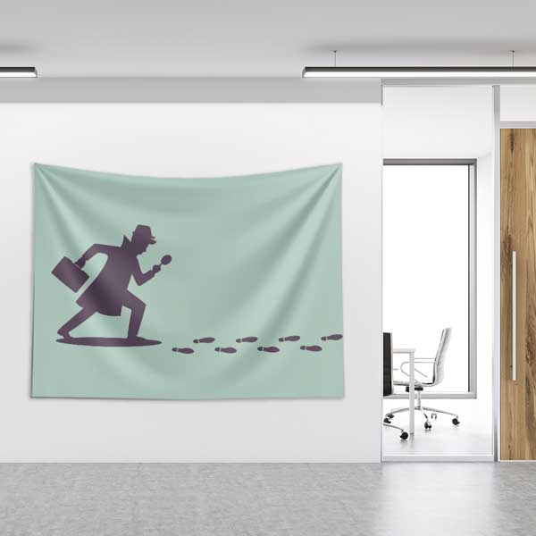 Dedektif Silüeti ve Ayak İzleri Temalı Duvar Örtüsü 11126