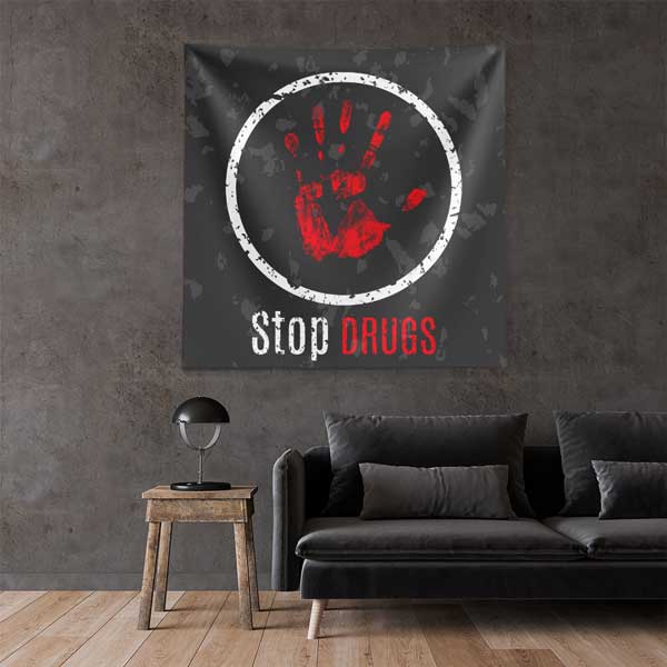Stop Drugs El İzi Temalı Duvar Örtüsü 11130