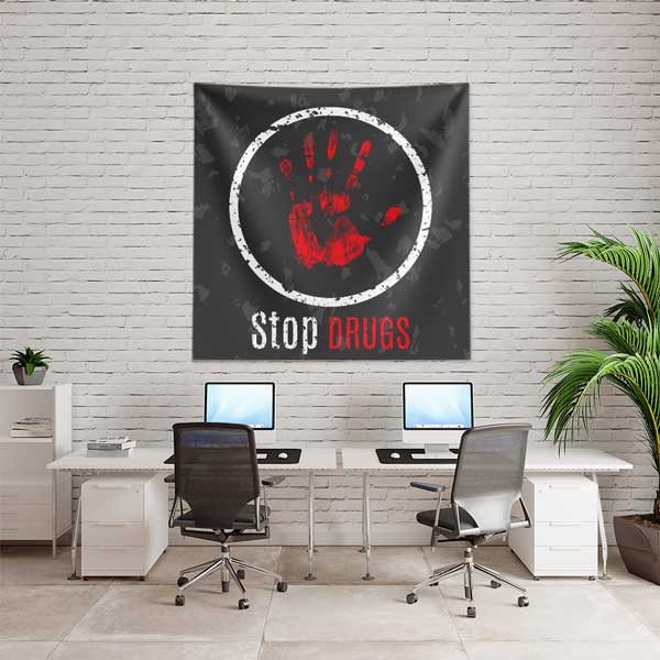 Stop Drugs El İzi Temalı Duvar Örtüsü 11130