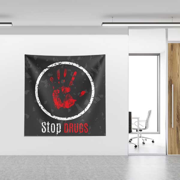 Stop Drugs El İzi Temalı Duvar Örtüsü 11130
