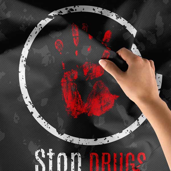 Stop Drugs El İzi Temalı Duvar Örtüsü 11130