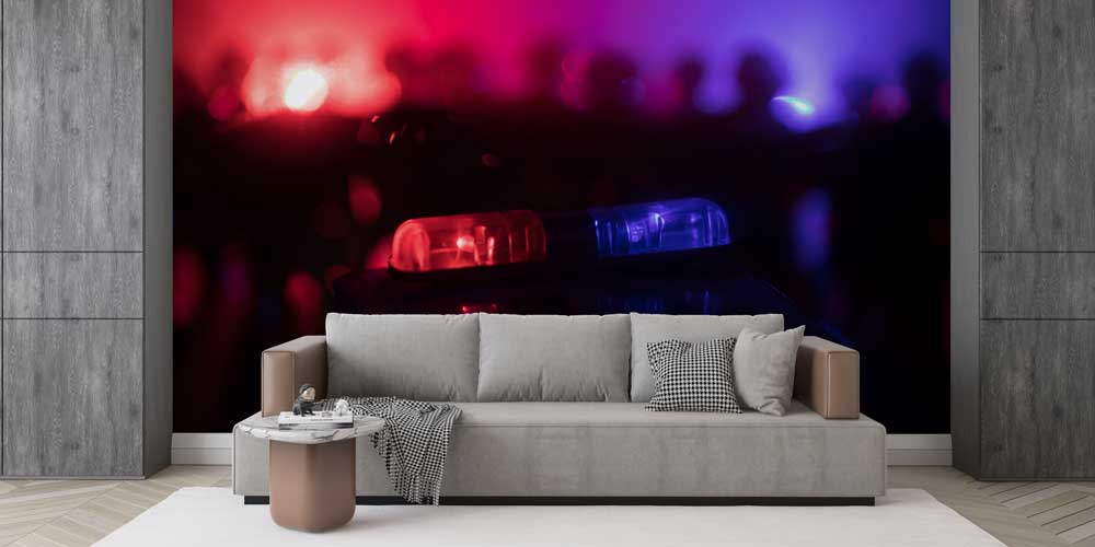 Polis Emniyet Sireni Gece Temalı Duvar Kağıdı 11014