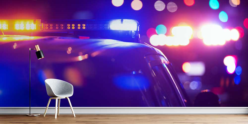 police-wallpaper-decor-11015-00 Polis Emniyet Işıklı Polis Aracı Duvar Kağıdı 11015