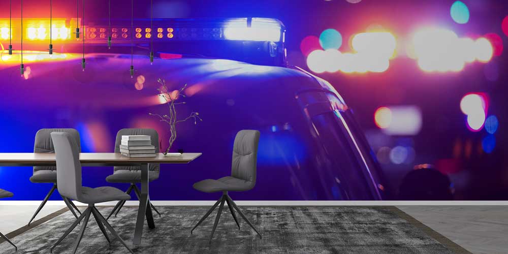 Polis Emniyet Işıklı Polis Aracı Duvar Kağıdı 11015