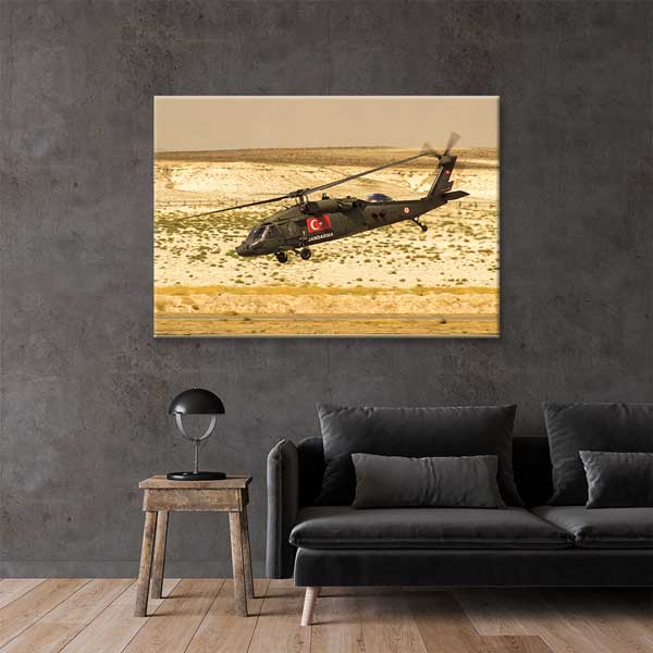 Türk Bayraklı Jandarma Helikopteri Duvar Tablosu – 11267