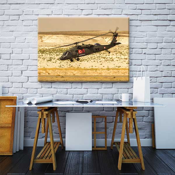 Türk Bayraklı Jandarma Helikopteri Duvar Tablosu – 11267