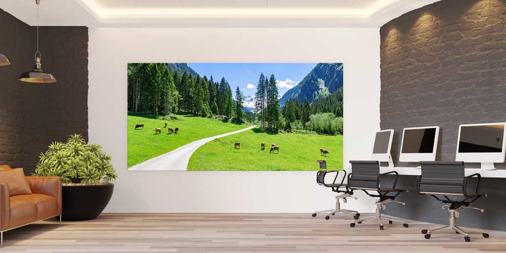 poster-print-wall-art-14258-03 Dağ Yolu ve Yeşil Ova Manzaralı Büyük Ebat Duvar Dekoru 14258