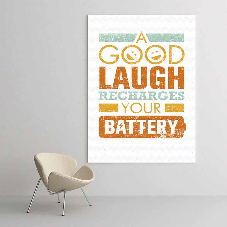 quotes-wall-decor-3181-01 Kahkaha Şarj Eder Motivasyon Duvar Kanvası – 3181