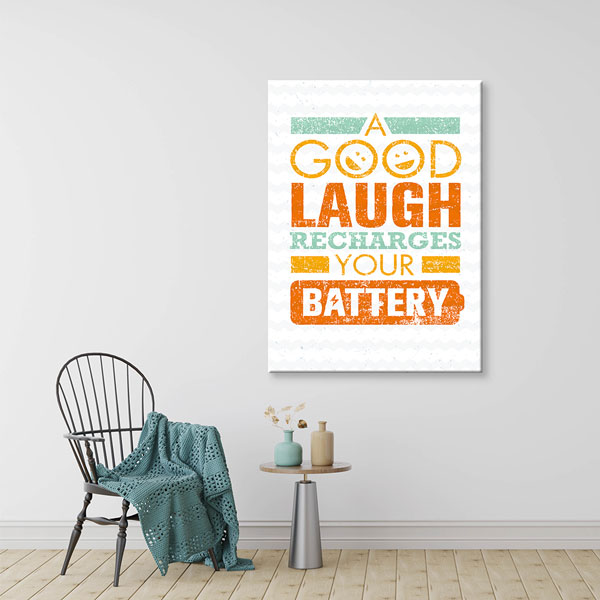 quotes-wall-decor-3181-03 Kahkaha Şarj Eder Motivasyon Duvar Kanvası – 3181
