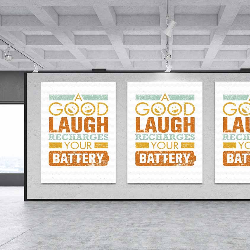 quotes-wall-decor-3181-04 Kahkaha Şarj Eder Motivasyon Duvar Kanvası – 3181