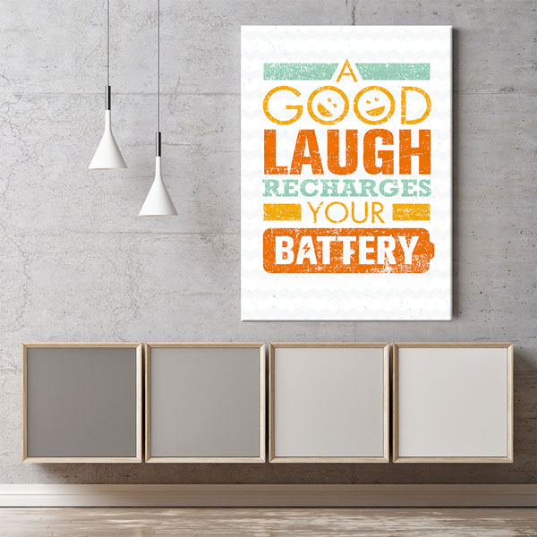 quotes-wall-decor-3181-06 Kahkaha Şarj Eder Motivasyon Duvar Kanvası – 3181