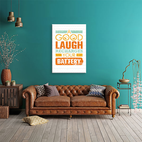 quotes-wall-decor-3181-08 Kahkaha Şarj Eder Motivasyon Duvar Kanvası – 3181