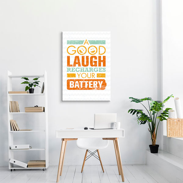 quotes-wall-decor-3181-09 Kahkaha Şarj Eder Motivasyon Duvar Kanvası – 3181