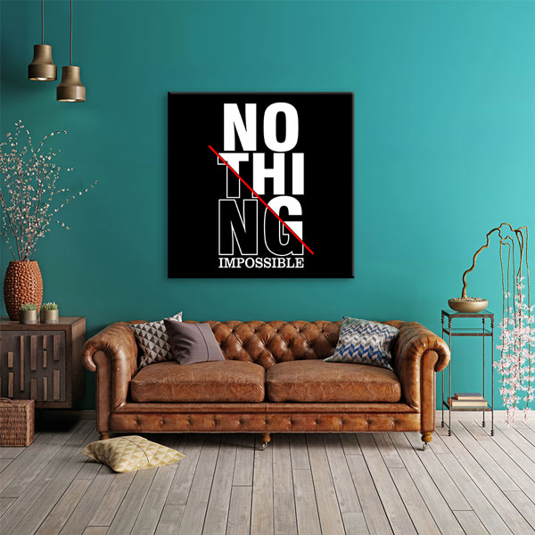 quotes-wall-posters-7468-02 Nothing Impossible Kanvas Tablo – 7468