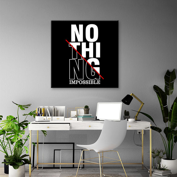 quotes-wall-posters-7468-03 Nothing Impossible Kanvas Tablo – 7468