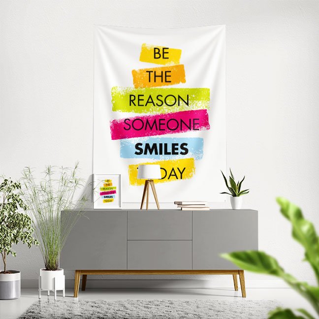 quotes-wall-tapestry-7640-00 Motivasyon Duvar Örtüsü - Be The Reason Someone Smiles 7640