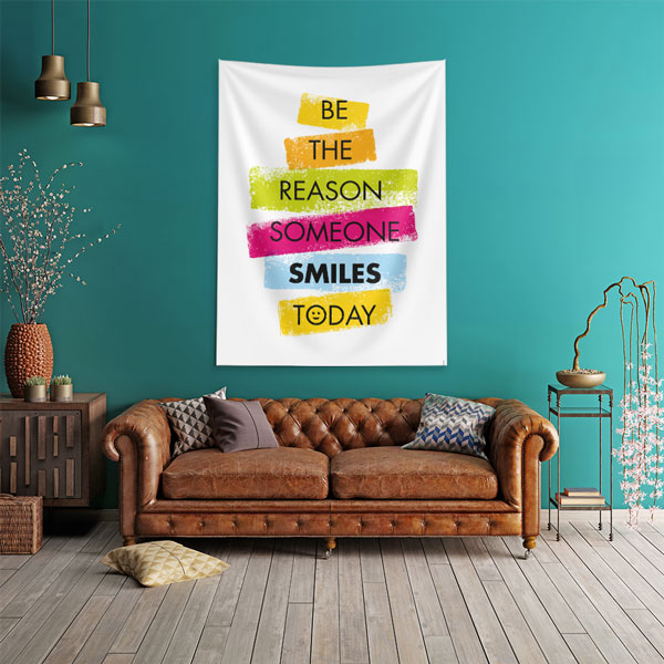 quotes-wall-tapestry-7640-02 Motivasyon Duvar Örtüsü - Be The Reason Someone Smiles 7640