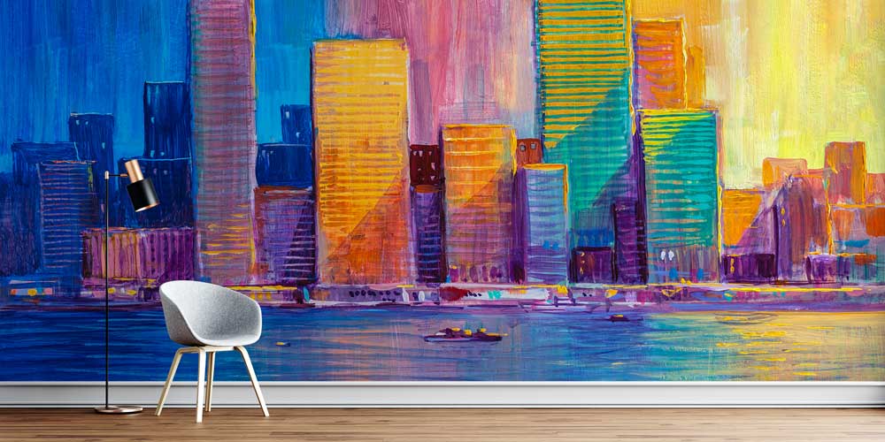 Renkli Şehir Silüeti Duvar Kağıdı 5578