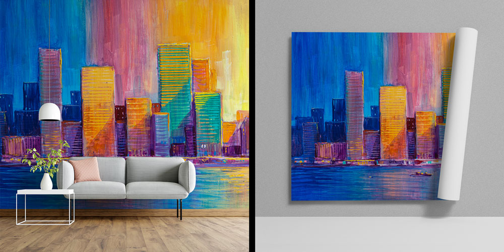 Renkli Şehir Silüeti Duvar Kağıdı 5578