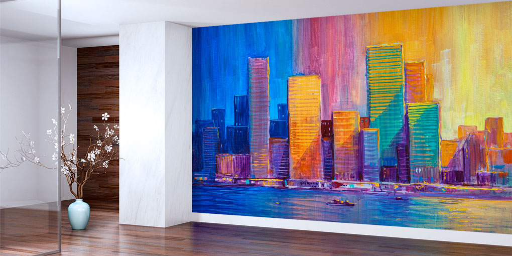 Renkli Şehir Silüeti Duvar Kağıdı 5578