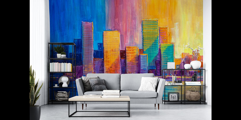Renkli Şehir Silüeti Duvar Kağıdı 5578