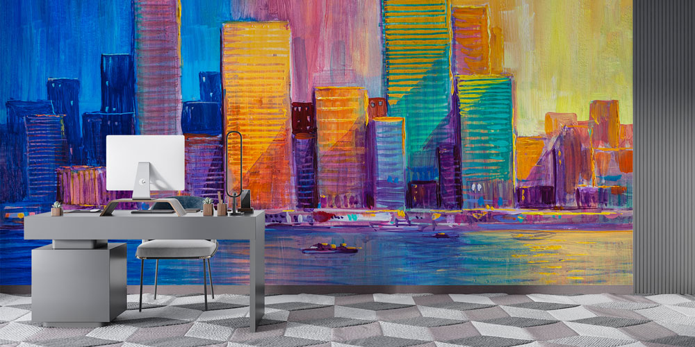 Renkli Şehir Silüeti Duvar Kağıdı 5578