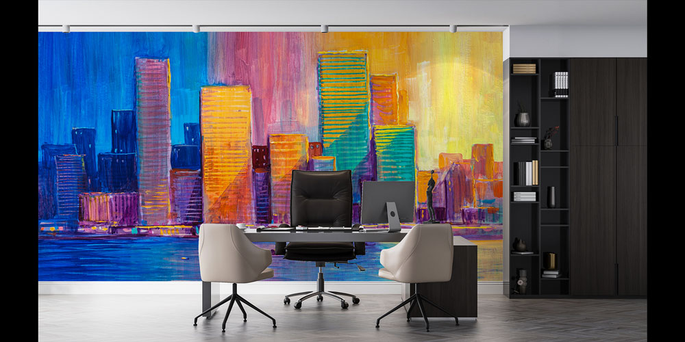 Renkli Şehir Silüeti Duvar Kağıdı 5578