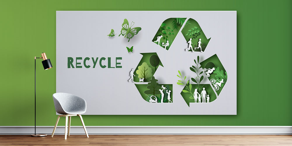 "RECYCLE" Temalı Sanatsal Doğa ve İnsan Temalı Duvar Giydirme 8013