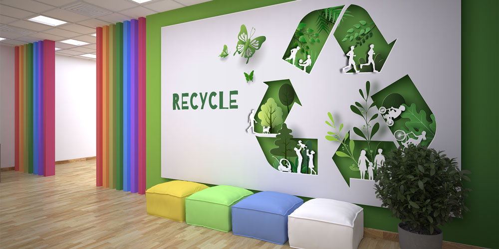 "RECYCLE" Temalı Sanatsal Doğa ve İnsan Temalı Duvar Giydirme 8013